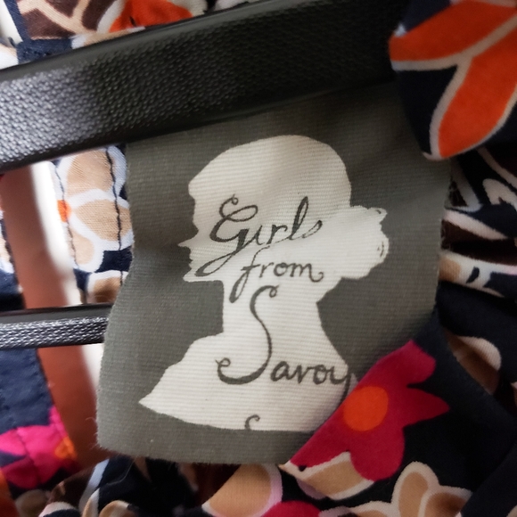 Girls of Savoy Orange Blue Floral Print Dress - Picture 10 of 10